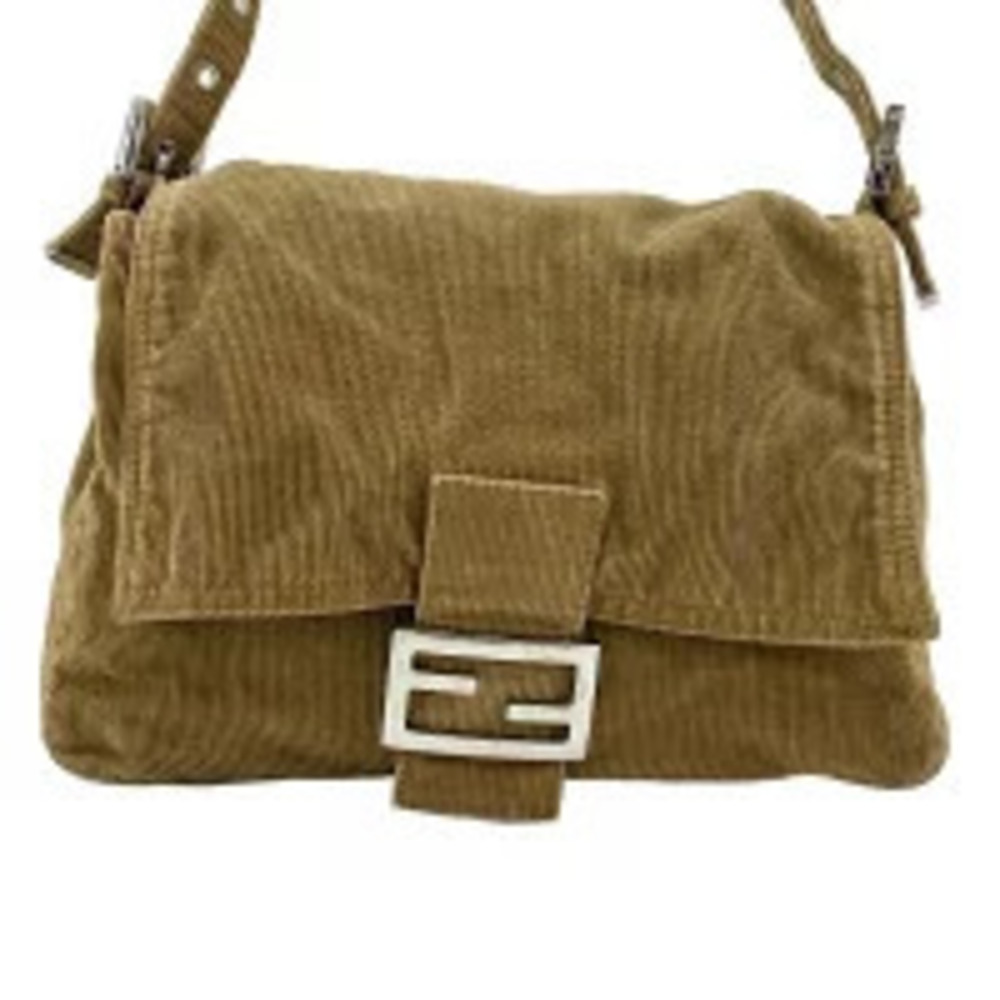 Fendi Corduroy Mamma Bucket Shoulder Bag Brown